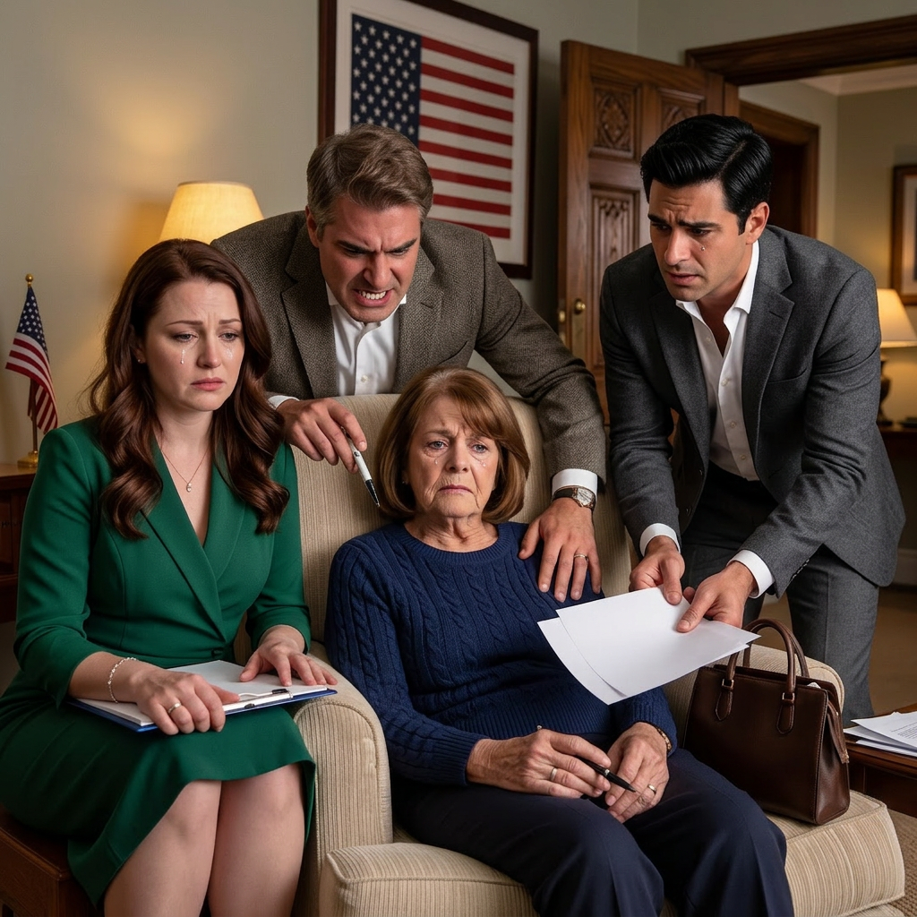 “Underskriv eller bliv afskåret,” krævede min familie – En uge efter at have begravet min mand, skubbede mine tre børn en “livsaftale” hen over bordet, smilende som om jeg kun havde én mulighed tilbage. De vidste ikke, at jeg stadig ejede en 630 hektar stor ranch, havde 3 millioner dollars liggende i trust, og at jeg stille og roligt havde forberedt en plan – en der ville vende situationen om og efterlade dem uden noget at skulle have sagt.