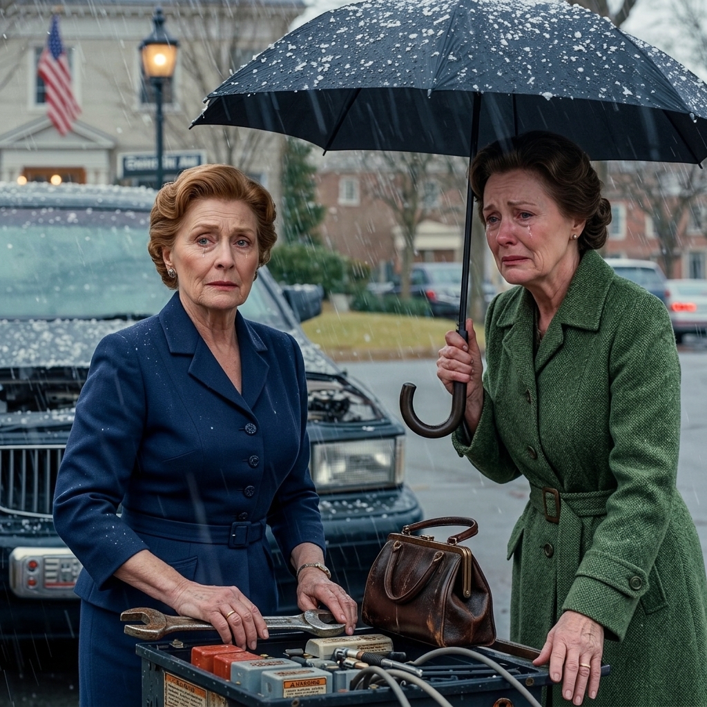 Min søns kone og hendes velhavende familie behandlede mig altid, som om jeg var “under deres klasse”, bare fordi jeg levede simpelt. På vej til deres julefest stoppede jeg for at hjælpe en kvinde, hvis bil var gået i stykker. Da jeg ankom sent og lidt beskidt, sagde de: “Vi synes, det er bedst, at du går – du er ikke velkommen til denne fest.” Så, lige da, kom den samme kvinde, jeg lige havde hjulpet, ind. Deres ansigter begyndte at forandre sig.