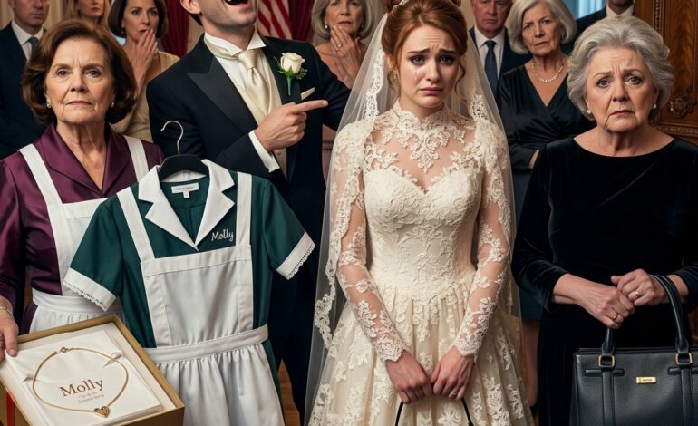 “Perfekt. Hun får brug for den her derhjemme.” Min svigersøn smilede bredt, da hans mor rakte min datter en blå stuepigeuniform i en overfyldt balsal i Dallas – min datters hænder rystede, hele rummet blev stille – og jeg rejste mig i min vinrøde kjole, vel vidende at jeg var ved at gøre noget, som ingen i den polerede familie nogensinde ville glemme …