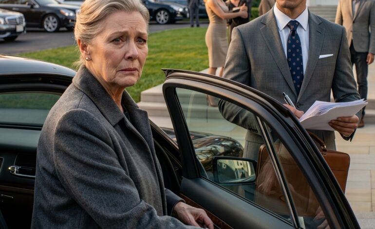 Min mand døde og efterlod 5 millioner dollars til vores søn og gæld til mig. Da jeg bad min søn om hjælp, blokerede hans kone mig. En konkursramt kvinde kan ikke være en del af en millionærfamilie. Desperat ringede jeg til min mands tidligere partners søn – drengen, hvis universitetsudgifter jeg betalte. Ingen vidste, at han var blevet millionær og advokat på Wall Street. Da de 18 sorte biler holdt op foran huset, sagde han kun én sætning.