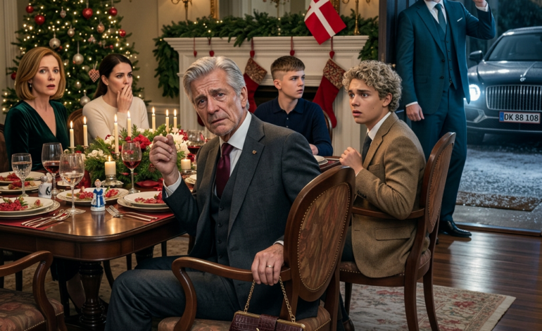 Til julemiddagen kyssede min eksmand min nye forlovede foran alle. Han smiskede skævt: “Du forlod mig for en pedel – han er virkelig ynkelig?” Mine børn brød ud i latter. Jeg rejste mig, klar til at gå ud. Men lige da dukkede min forlovede op ved siden af ​​en splinterny Bentley, pegede direkte på min eks … og sagde præcis tre ord.