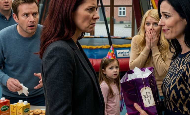 Hun gik ind til min datters fødselsdagsfest med en lilla gavepose i hånden og sagde: “Jeg er Chelsea, en veninde fra din fars arbejde,” som om jeg ikke allerede havde set selfien taget sent om aftenen i min mands skjorte – men i det øjeblik jeg smilede og svarede: “Jeg fortalte bare de andre mødre, hvor længe du og min mand har holdt på,” blev der stille i rummet, og kvinden, der troede, hun tog mit liv, indså, at hun var gået ind til den forkerte fest.