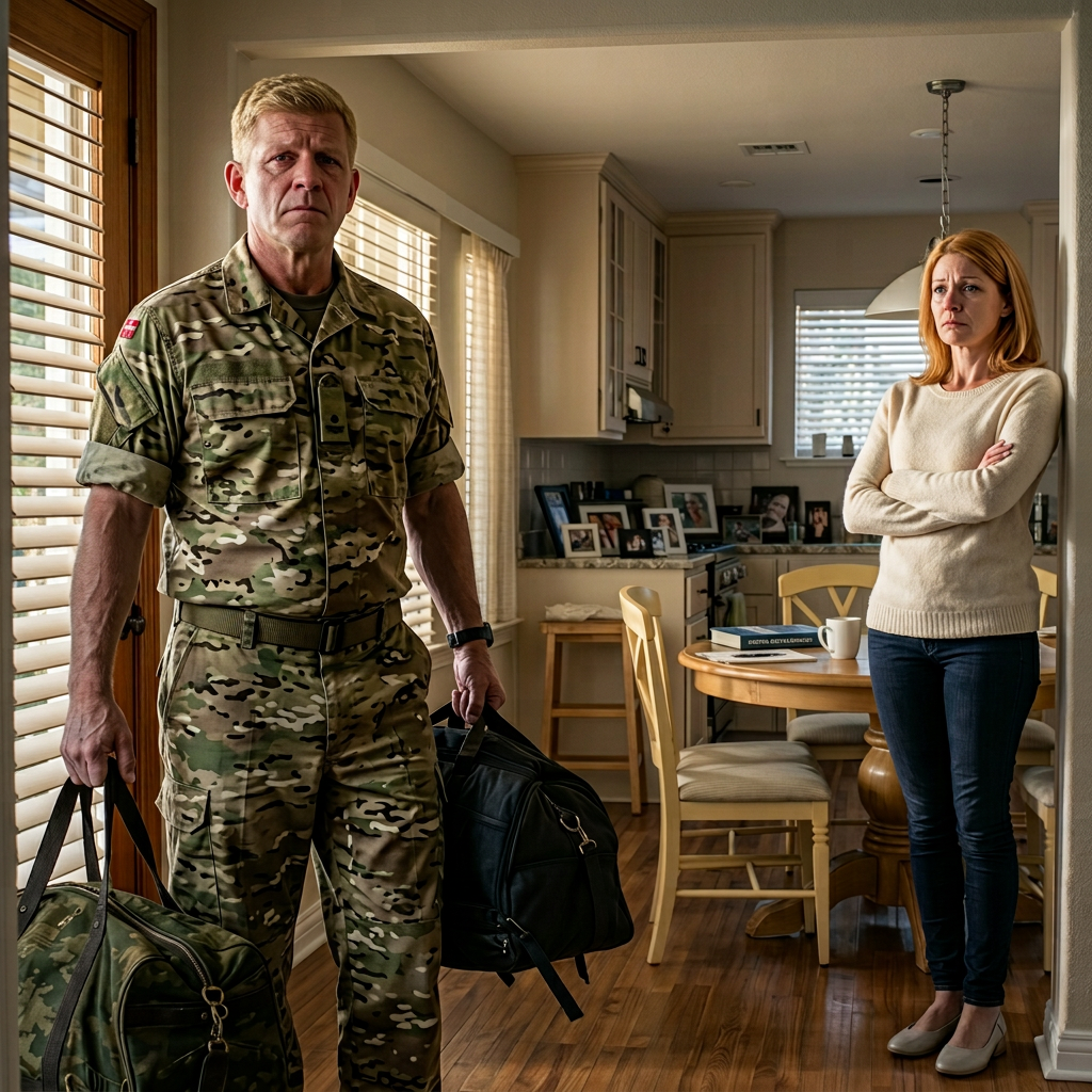 Jeg kom hjem fra fjorten måneder i Afghanistan og forventede min kones arme, og i stedet stod Laura i vores iscenesatte køkken og sagde: “Jeg har mødt en anden. En bedre.” Da hendes advokat kaldte mine udsendelser for “frivillig fravær”, bar jeg allerede en forseglet mappe, der kunne ændre den måde, hele retssalen så på mig – og forklare, hvorfor dommeren beordrede dørene lukket, før nogen kunne gå.
