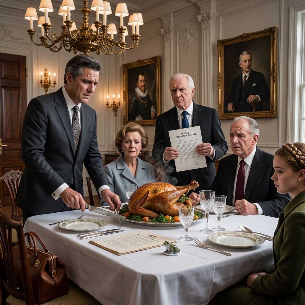 “De lagde en sølvpen ved siden af ​​min Thanksgiving-tallerken og sagde: ‘Underskriv den inden desserten, ellers ødelægger mine advokater dig inden mandag’ – men da min svoger smed en selvangivelse på 48.000 dollars hen over bordet og kaldte mig en parasit, var der ingen i den herregård, der indså, at den stille mand i det blå jakkesæt havde medbragt en mappe, der kunne omskrive alt, hvad de troede, de vidste.”