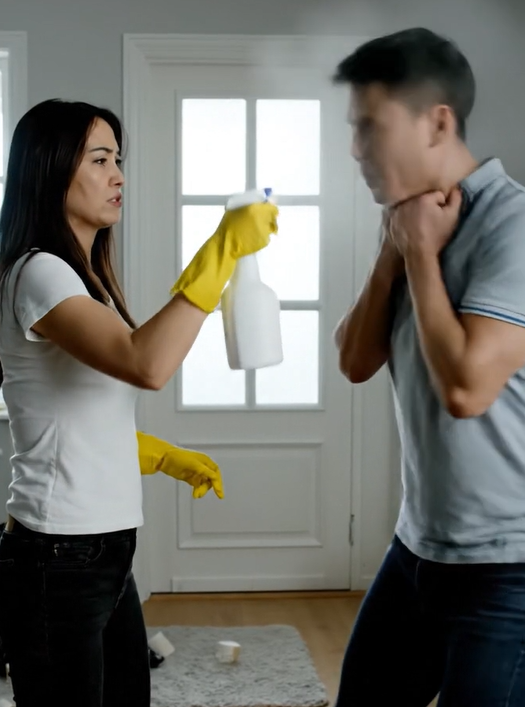 Jeg lod min mand forsvinde med sin assistent i syv dage, og da han kom hjem, ventede jeg iført gummihandsker og maske