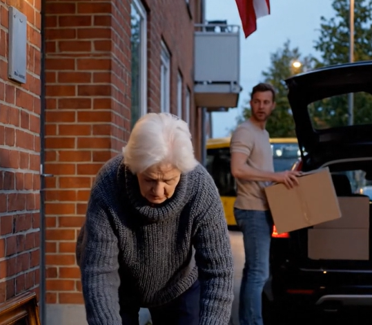 Smidt ud af sit hjem som 80-årig, stirrende på tre kasser og et knust bryllupsfoto på fortovet, havde hun stadig ikke forstået, hvorfor hendes søn kun sagde: “Det skal nok gå, mor,” da en regning for et hemmeligt opbevaringsrum i San Diego i hendes afdøde mands navn gled ned fra en stak gamle papirer – og den dør forsvandt fra alt, hvad hun troede, hun vidste. 46 års ægteskab.