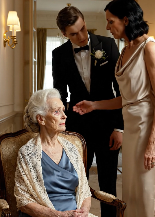 Ved mit barnebarn Ethans bryllup smilede Clare, førte mig forbi familiebordene og satte mig på en enkelt stol i gangen, mens hun sagde til mig: “Vær taknemmelig for, at du er her.” Mindre end en time senere fandt Ethan mig der, kiggede på mit ansigt, og gløden i det perfekte rum syntes at skifte helt på én gang.