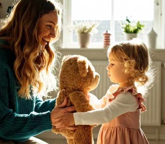 På min datters 6-års fødselsdag sendte mine svigerforældre hende en meget sød brun bamse. Hun var først begejstret – så frøs hun pludselig til. “Mor … hvad er det her?” Jeg krøb ned for at se nærmere – og blev bleg. Jeg skreg ikke. Jeg skændtes ikke. Jeg håndterede det stille og roligt. Tre dage senere stod politiet ved deres hoveddør …