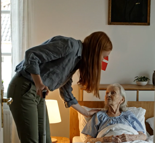 “Pas på bedstemor.” — Da jeg kom tilbage fra turen, havde min mand og min svigermor efterladt en besked: “Bliv venligst hos hende.” Jeg fandt hans bedstemor ekstremt svag. Så klemte hun min hånd og hviskede: “Hjælp mig med at afdække sandheden. De aner ikke, hvem jeg virkelig er.”