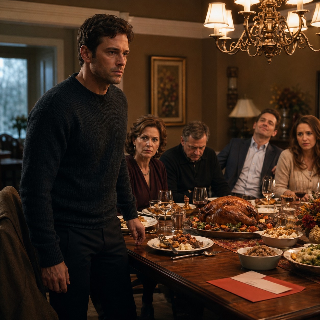 Ved Thanksgiving kiggede min mor på sønnen, der betalte sit realkreditlån, og sagde: “Du er bare en byrde,” mens min bror lo – så jeg lagde stille min gaffel fra mig, gik ud i kulden og lod den første banknota afsløre, hvem der virkelig havde holdt familien sammen, og hvor hurtigt stoltheden kollapser, når den usynlige holder op med at finansiere illusionen.