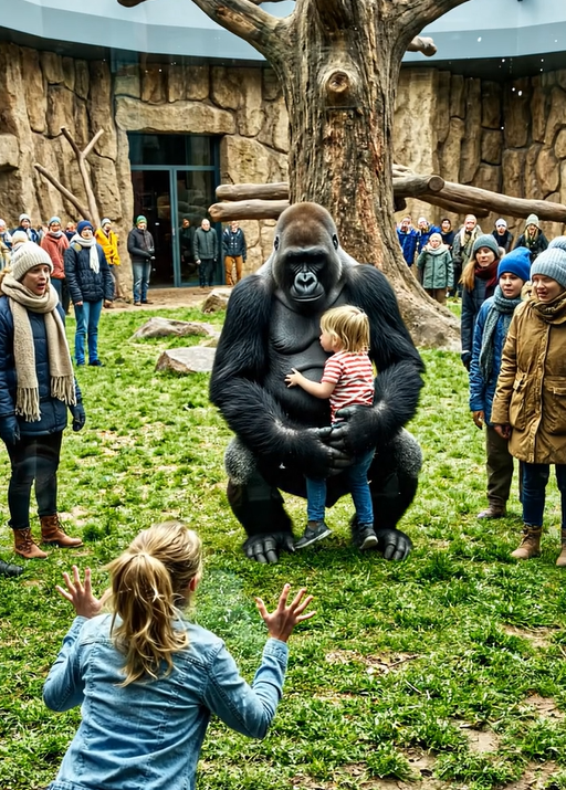 En lille dreng faldt ved et uheld ind i en gorillas indhegning; og mens hans mor skreg og råbte om hjælp, nærmede den kæmpe skabning sig langsomt barnet, og så …