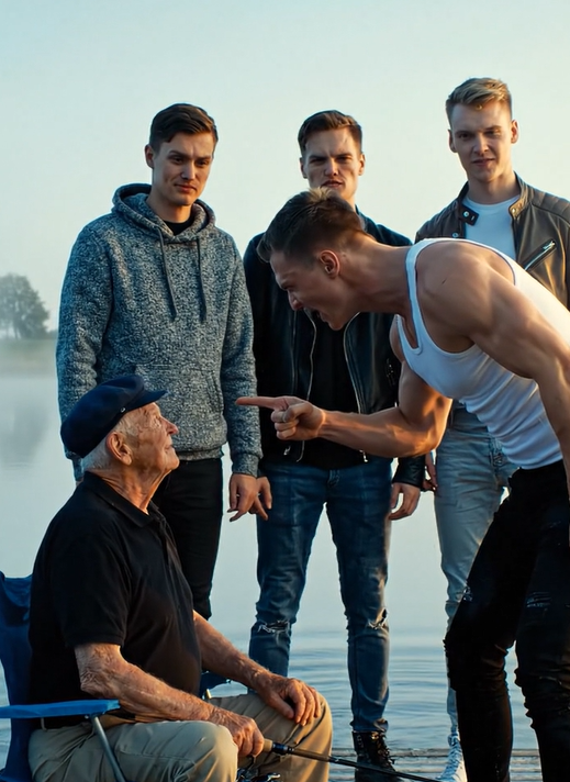 En ældre mand sad stille på kanten af ​​en gammel træponton og fiskede, da tre unge mænd henvendte sig til ham med frækte smil – men de havde ingen anelse om, hvordan dette møde ville ende for dem …