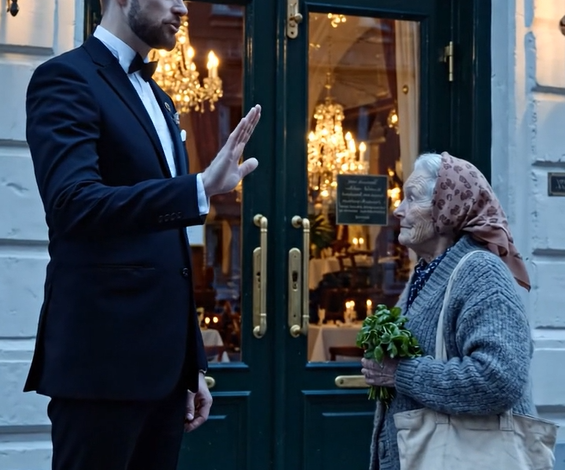 Restaurantens sikkerhedsvagt lukkede ikke en gammel kvinde i gammelt tøj ind i en dyr restaurant, men da ejeren forlod restauranten, fortrød han bittert, hvad han havde gjort.