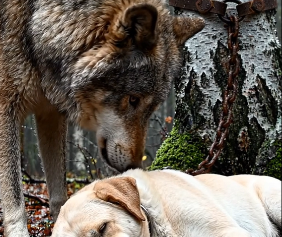 En mand tog sin hund med ind i skoven og efterlod den bundet til et træ i håb om at slippe af med den. Men ingen kunne have forestillet sig, hvad en ulv ville gøre ved hunden.
