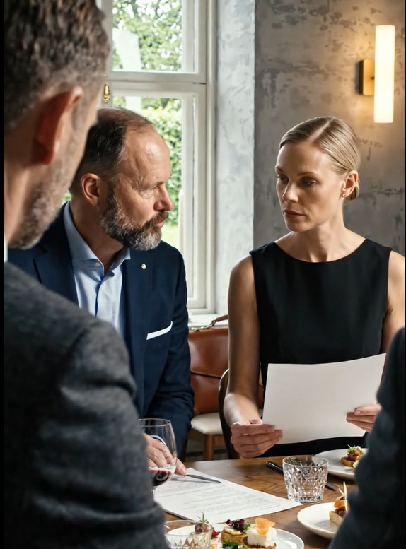 Den paniske hotelejer ledte efter en kvinde til at spille rollen som hustru for en aften, til en vigtig middag, og valgte en af ​​sine stuepiger til dette og beordrede hende til at tie stille og bare nikke; men hvad en almindelig pige gjorde, chokerede alle.
