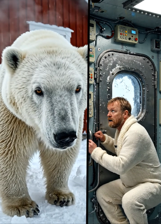 En isbjørn bankede på døren til polarstationen, og først så det ud til, at den i et raserianfald forsøgte at rive den ned … men så skete der noget mærkeligt …