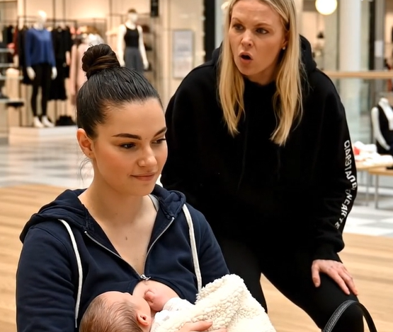 En kvinde i et indkøbscenter forårsagede en sand skandale, fordi jeg forsøgte at amme min baby, men der skete noget kort efter, og hun fortrød bittert sin opførsel.