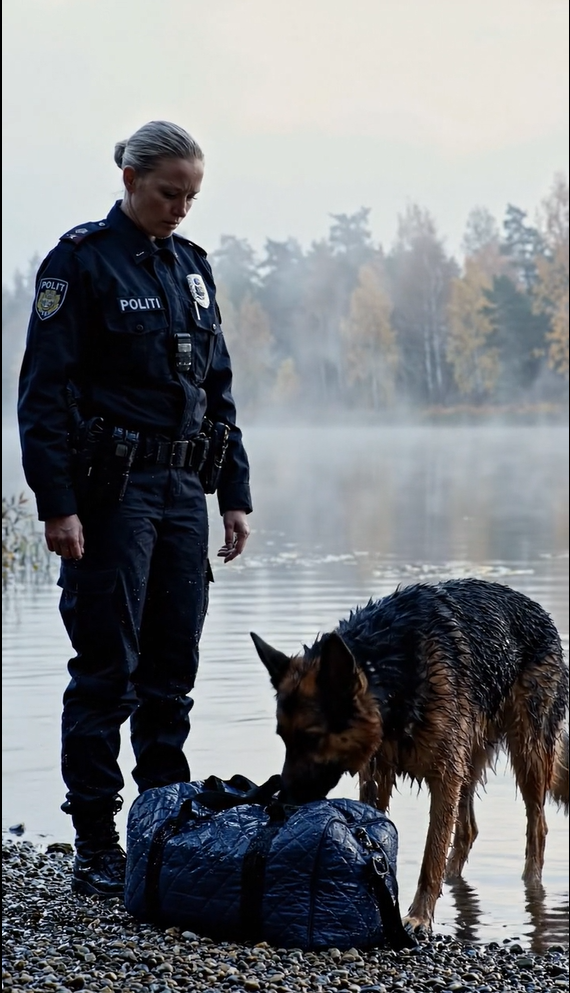 En servicehund trak en sort pose op af floden og gøede højt: da politimanden åbnede posen, frøs han af rædsel over, hvad der var indeni.