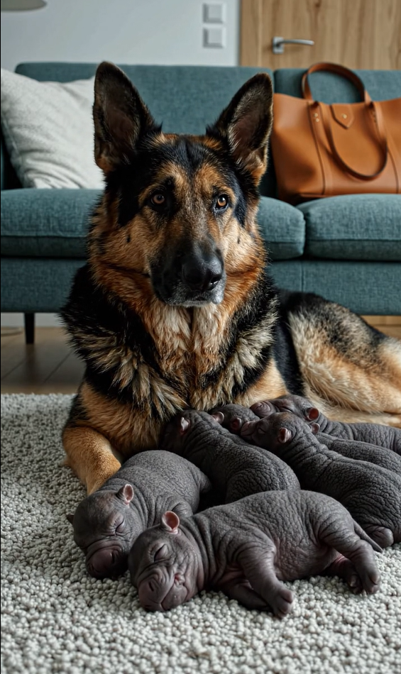 En mand fandt en gravid schæferhund på gaden: Da hunden fødte, blev dyrlægen forfærdet over at opdage, at det ikke var hvalpe, men noget andet.