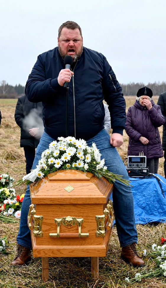 Under begravelsen sprang en af ​​mændene pludselig op på kisten med en mikrofon og begyndte at synge og danse: alle tilstedeværende var chokerede over hans mærkelige opførsel, indtil de fandt ud af årsagen.