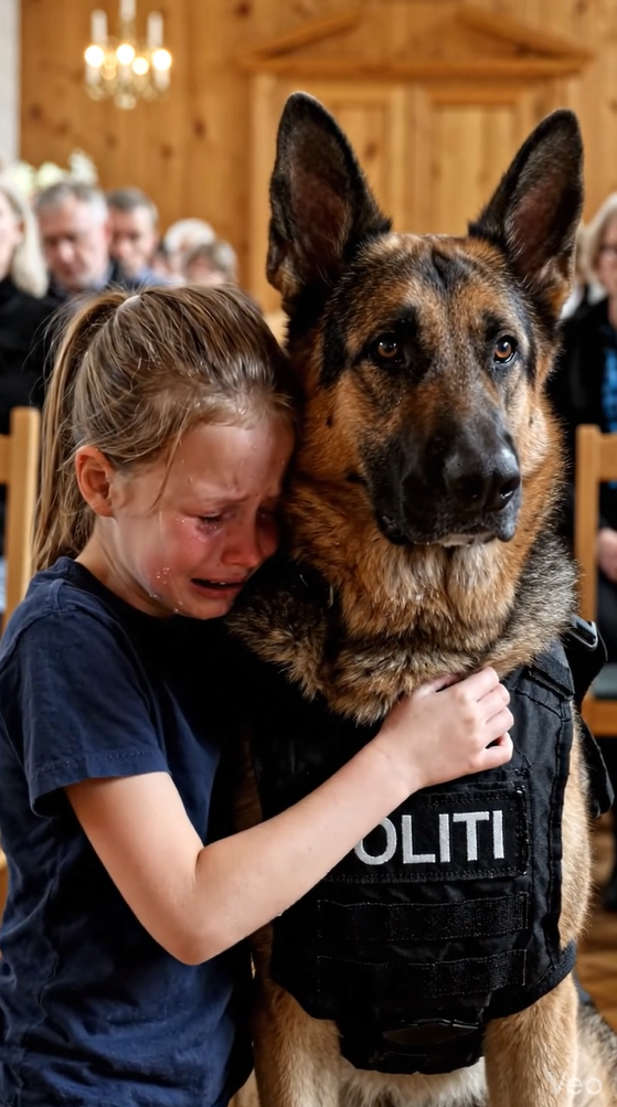 En lille pige kommer alene til politihundeauktion – det, der skete derefter, rørte alle til tårer