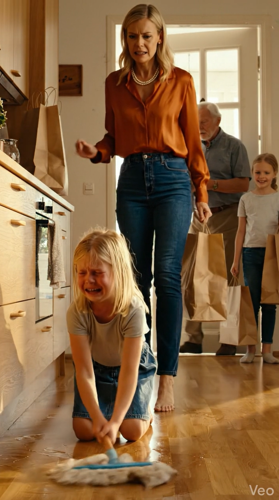 Moderen fik barnet til at gøre rent i huset, mens hun gik en tur, men da hun kom hjem, besvimede hun simpelthen, da hun så barnet.