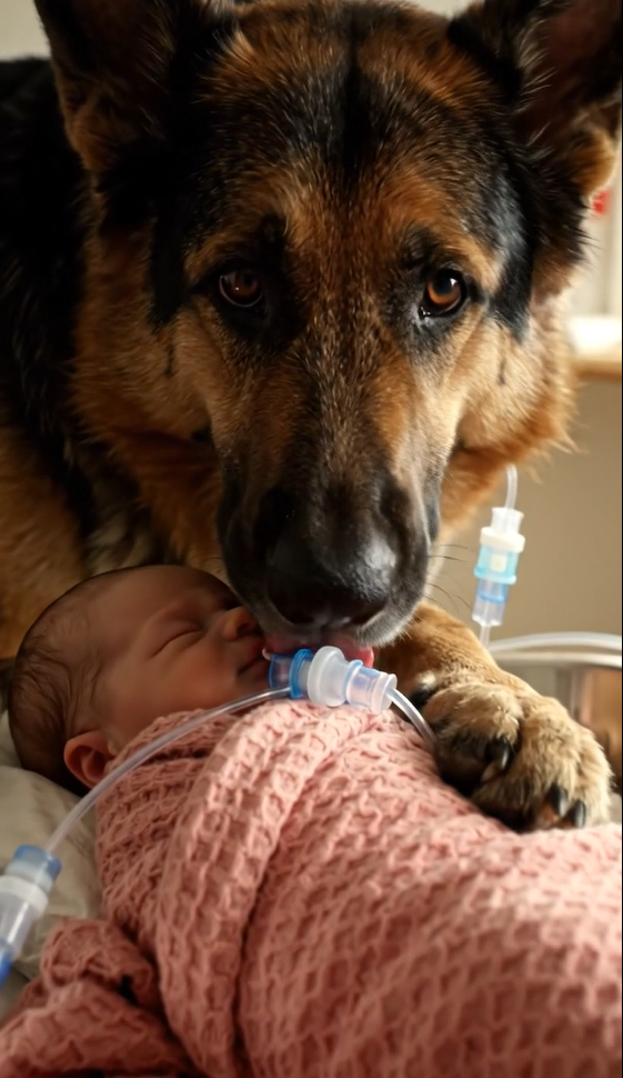 Jeg blev bedt om at sige farvel til min baby. Lægerne sagde, at der ikke var noget, de kunne gøre. Men alt ændrede sig den dag, vores schæferhund begyndte at knurre mod hospitalets vægge … og afslørede en chokerende sandhed.