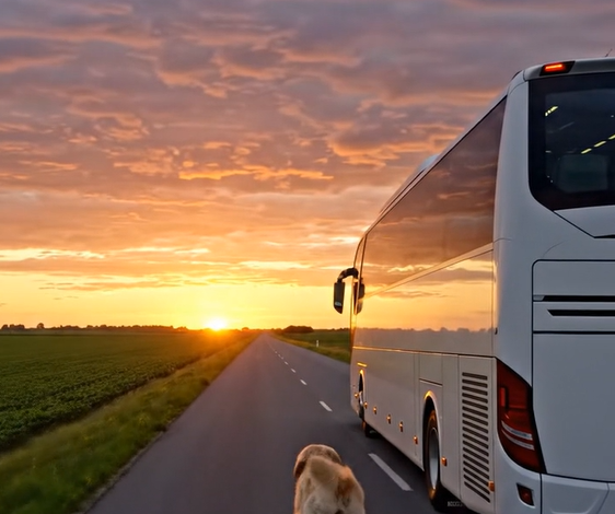 Bussen fulgte sin sædvanlige rute, da en hund pludselig sprang ud på vejen og begyndte at løbe ved siden af ​​bussen: alle var chokerede, da de fandt ud af årsagen.