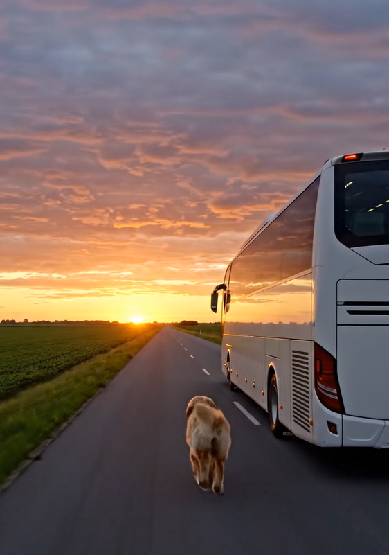 Bussen fulgte sin sædvanlige rute, da en hund pludselig sprang ud på vejen og begyndte at løbe ved siden af ​​bussen: alle var chokerede, da de fandt ud af årsagen.