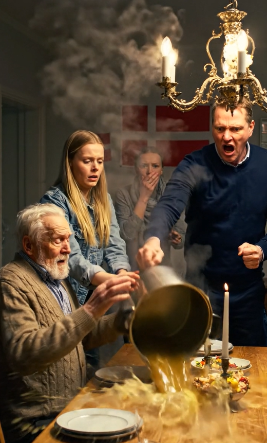 Da min far kastede en gryde kogende suppe efter min rystende bedstefar, knækkede noget indeni mig. “Rør dig ikke,” advarede far. Men bedstefar hviskede: “Så går vi nu.” Så gik vi ud i mørket, hans stok bankede som en nedtælling på fortovet. Timer senere vendte de tilbage til et tomt hus … og en mand i et sort jakkesæt ventede ved døren. Det, han afslørede derefter, var ikke bare forræderi. Det var sandheden, min familie begravede levende. – Sande historier