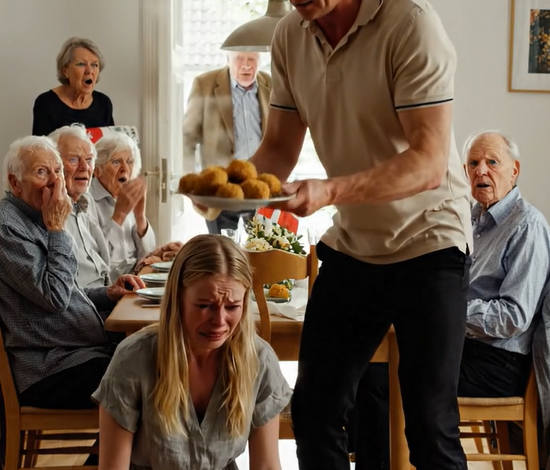 På min datters 28-års fødselsdag ankom vi med gaver til hende og vores nyfødte barnebarn og forventede glædestårer. I stedet åbnede døren sig til et mareridt: min datter knælede ved spisebordet, mens hendes mands familie lo og spiste omkring hende, som om hun var usynlig. Så hørte jeg ham sige: “Hun var kun god, fordi hun gav mig en baby. Nu er hun ubrugelig.” I det øjeblik brød noget indeni mig sammen – og det, der skete derefter, ændrede vores alles liv for altid. – Sande historier