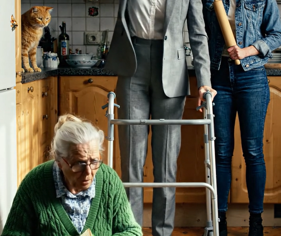Hvem skulle tro hende nu? Hendes datter havde forladt hende for længe siden, og hendes søn boede i udlandet. “Dette hus tilhører mig nu,” fnøs min svigerinde. “Du spiser, hvad jeg giver dig. Elsker du ikke den kat så højt? Så sæt dig på gulvet og spis med den.” Jeg stod stivnet ved døren og hørte hvert eneste grusomme ord. Men hvad hun ikke vidste var – jeg var lige kommet hjem, og alt var ved at ændre sig. – Sande historier