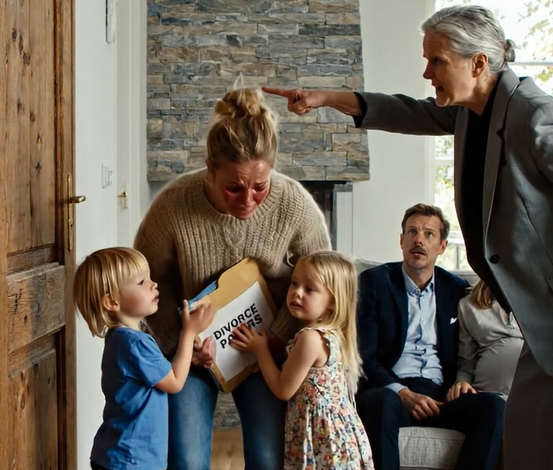 “Jeg underskrev skilsmissepapirerne med rystende hænder, mens min mands familie smilede og allerede planlagde hans bryllup med elskerinden, der bar ‘hans’ barn. ‘Tag dine to børn og kom ud,’ spyttede min svigermor ud. Hvad de ikke vidste, gjorde min tavshed dødbringende – babyen i hendes livmoder var ikke min mands. Den aften bookede jeg tre enkeltbilletter til Amerika … og efterlod dem med en skandale, der var klar til at eksplodere.” – Sande historier