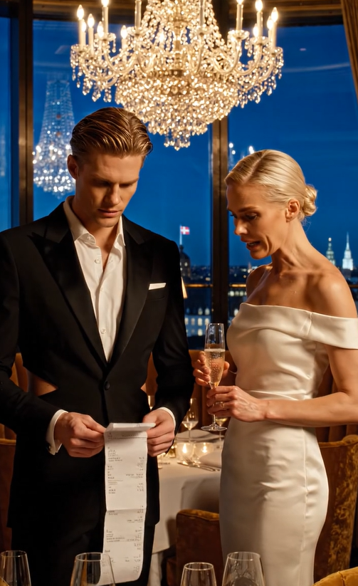 “Arrogancens pris” Restauranten var et fristed af raffineret glas og krystal, der tilbød en panoramaudsigt over byens glitrende skyline. Ved et hjørnebord studerede manden i jakkesættet regningen med en svag rynke og hviskede: “Det er for dyrt.” Reaktionen fra hans ledsager var øjeblikkelig.
