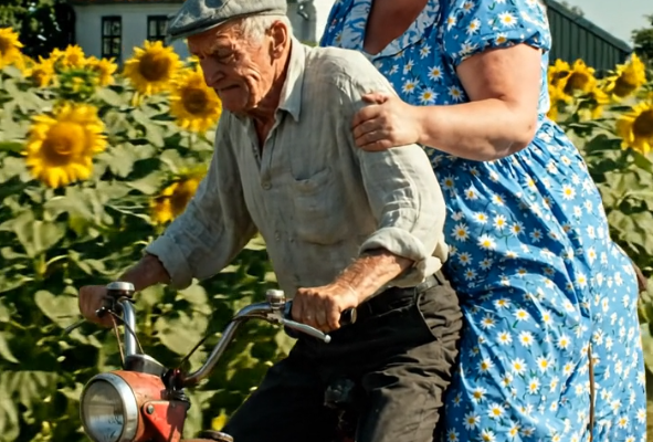 Alle i landsbyen var chokerede, da en 70-årig mand kom hjem på sin gamle motorcykel med en kvinde, der var fyrre år yngre end ham, og præsenterede hende for alle som sin kone.