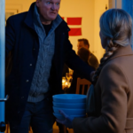 På Thanksgiving bragte jeg pecan pie med til mine forældre, men de stoppede mig ved døren og sagde: “Du er ikke inviteret, gå hjem”; bag dem grinede min søster, min onkel og endda min bedste veninde omkring middagsbordet, jeg nikkede bare, gik tilbage til min bil, foretog et kort telefonopkald, og tyve minutter senere var hele huset i kaos.